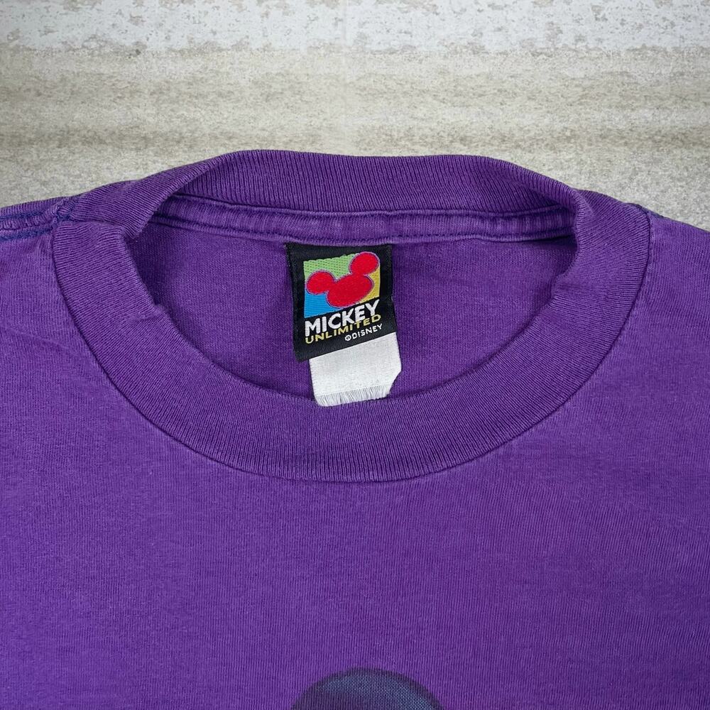 Vintage 90s Disney Shirt Mens M Purple Mickey Mouse Cotton Short Sleeve - Picture 4 of 5